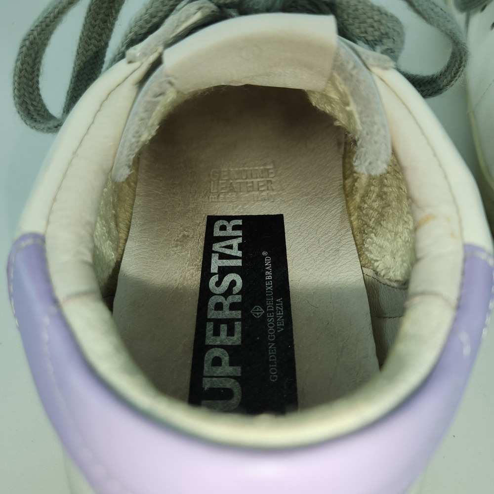 Golden Goose Superstar Sneakers Women 41 White Purple Distressed Leather Italy - Picture 6 of 14